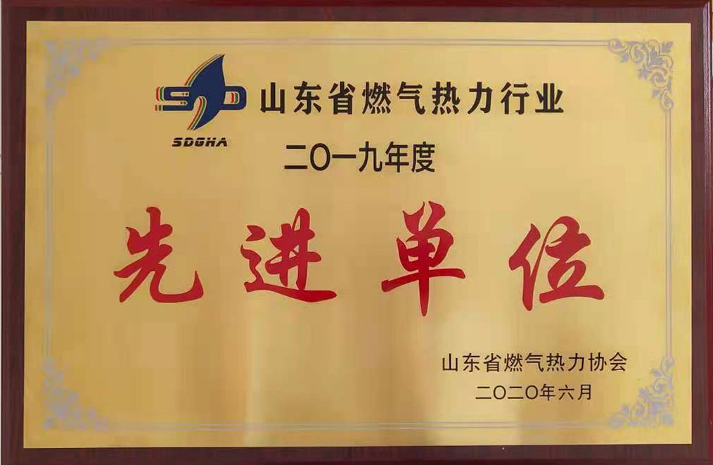 山東省燃氣熱力行業(yè)先進(jìn)單位